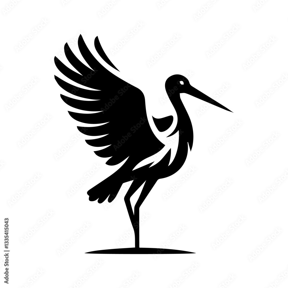 Obraz premium Stork logo black and white