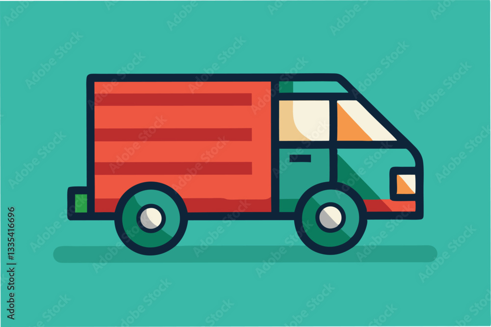 Vector illustration of a delivery truck carrying boxes in a simple, colorful design suitable for logistics and transport themes Vector illustration of a delivery truck carrying boxes in a simple, colorful design suitable for logistics and transport themes