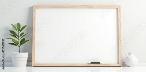 Clean, blank whiteboard isolated on pure white background, white, design, marketing