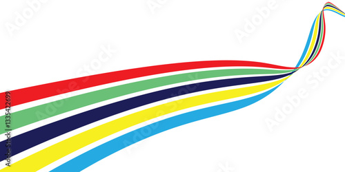 Colorful curved striped way isolated on transparent background. Olympic games banner. Olympic games straight lines, Olympic color ring, game line, modern. Vector illustration
