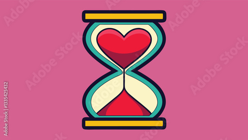 Colorful hourglass with a heart shape design, representing time and love, ideal for art projects and creative endeavors