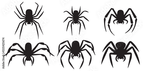 Halloween Spider Silhouette Set Various Shapes