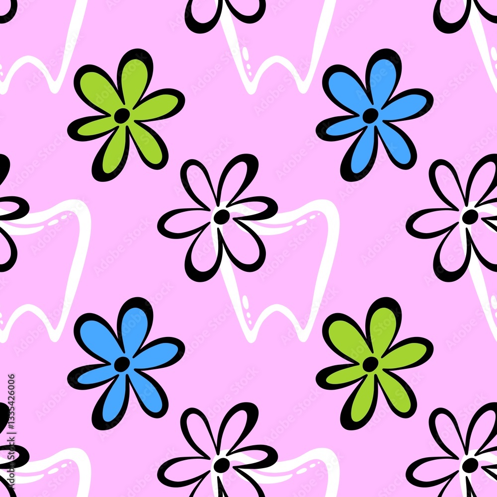 Obraz premium Medicine seamless teeth pattern for wrapping paper and fabrics and linens