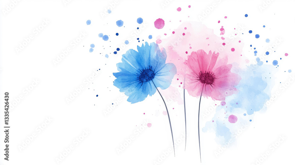 Obraz premium A vibrant blue watercolor illustration of cornflower blooms adds a fresh touch to any spring decor.