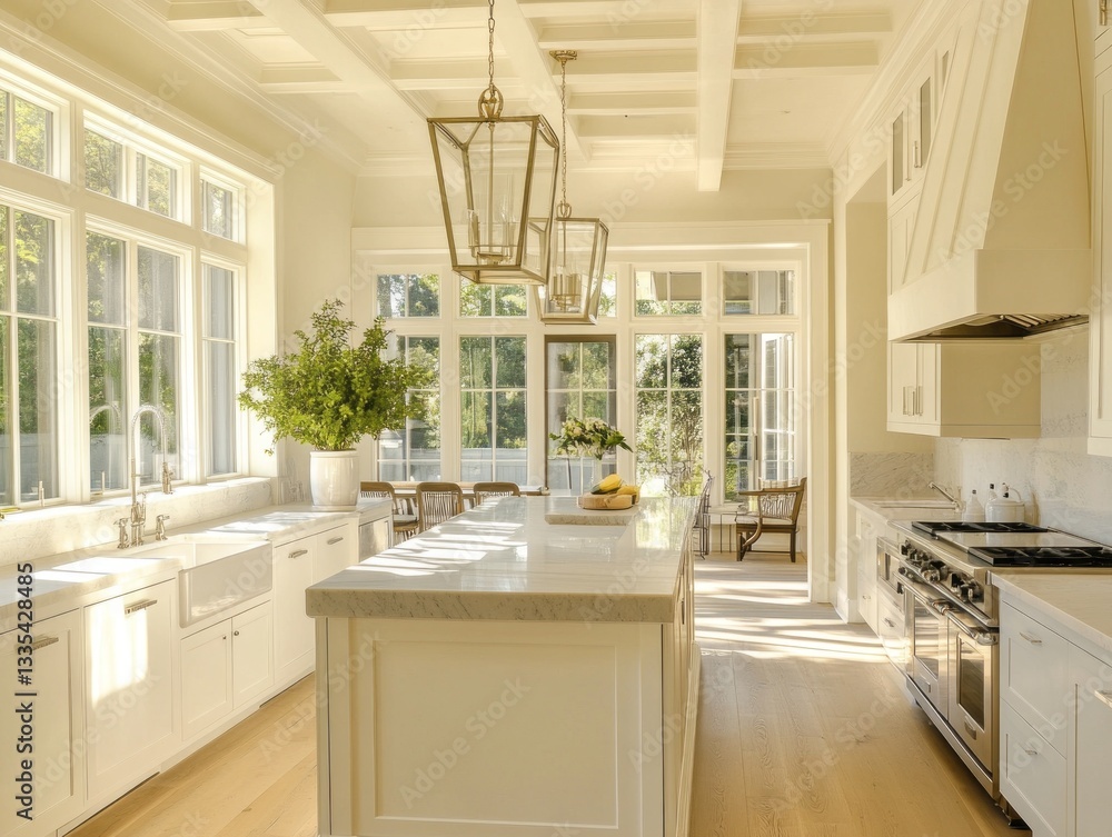 Fototapeta premium A spacious and bright kitchen with modern design elements