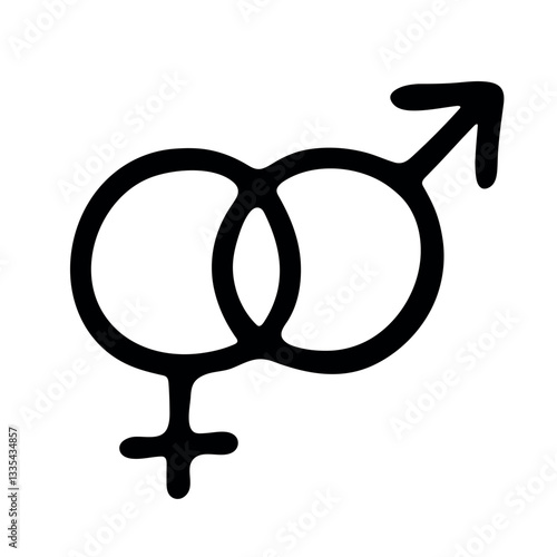 Hand drawn heterosexual gender identity icon Symbol used to represent sex and gender
