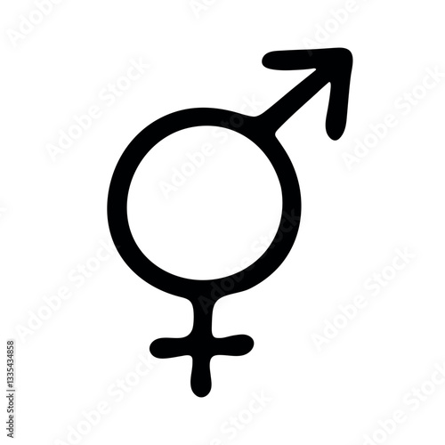 Hand drawn bigender (female and male) gender identity icon Symbol used to represent sex and gender