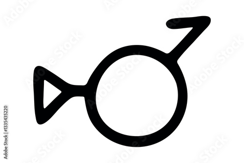 Hand drawn bigender (third gender and demiboy) gender identity icon Symbol used to represent sex and gender