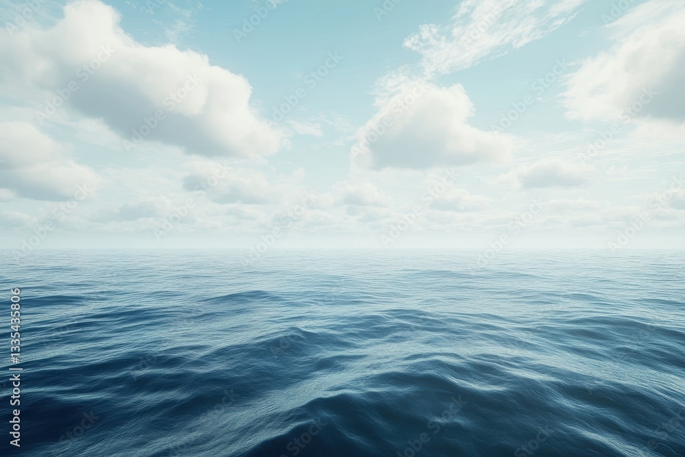 Tranquil conditions at sea with cloud cover Tranquil conditions at sea with cloud cover