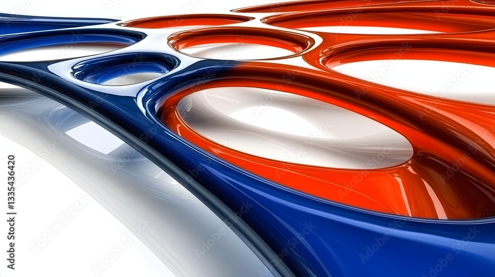 Abstract Three-Dimensional Design Featuring Smooth Curves in Red, White, and Blue Tones Abstract Three-Dimensional Design Featuring Smooth Curves in Red, White, and Blue Tones