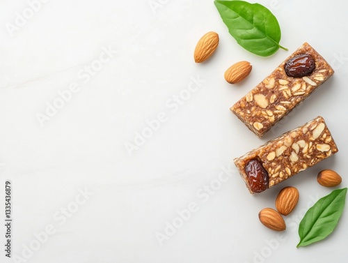 Vegan Protein Bars with Nuts on Clean Flat Surface for Healthy Snack