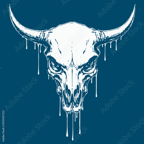 Buffalo Skull Vector Illustration Death Metal Artwork Style