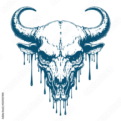 Buffalo Skull Vector Illustration Death Metal Artwork Style