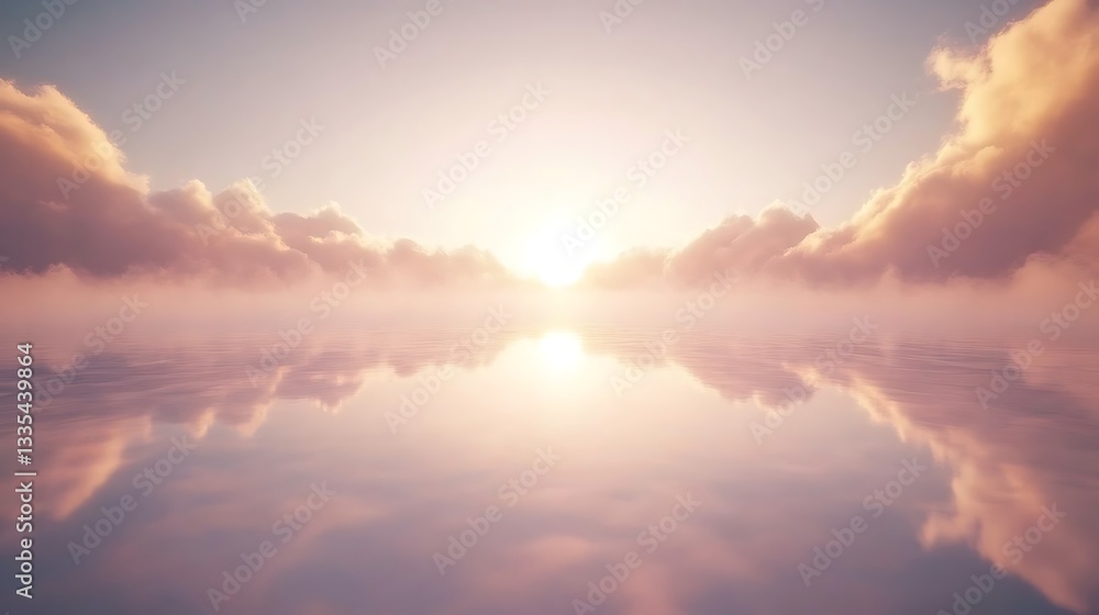 Peaceful sunset reflecting on calm water with clouds. Peaceful sunset reflecting on calm water with clouds.