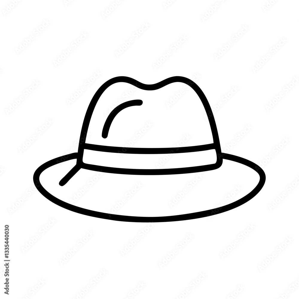 Iconic hat design outline in black on white background Iconic hat design outline in black on white background