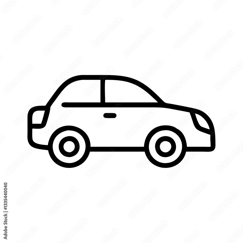 Simple car icon outline design in black Simple car icon outline design in black