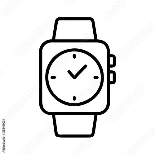 Minimalist watch icon with simple design in black and white  