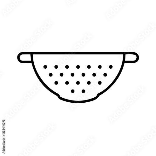 Simple colander icon in black and white for cooking use  