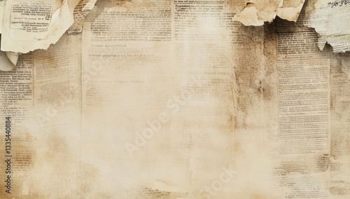 Aged newspaper fragments, distressed texture