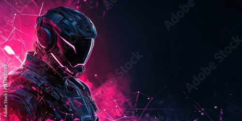 Neon gaming geometric abstract glowing cyberpunk style banner for advertising and promotion background wallpaper