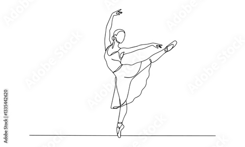 ballet dancer vector monoline one line line art ballerina
