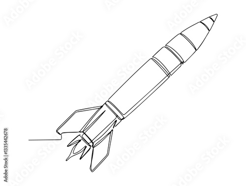 military missile launch vector monoline one line line art weapon