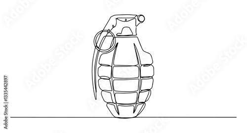 Foto grenade monoline vector, one line military weapon line art