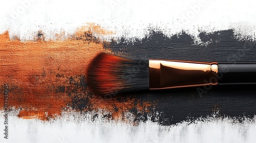 Makeup brush strokes of copper and black eyeshadow