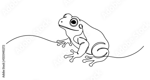 frog vector line art monoline one line illustration outline drawing