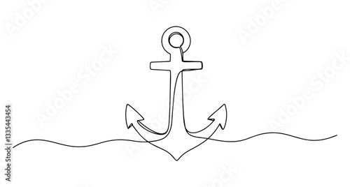 anchor line art vector monoline style
