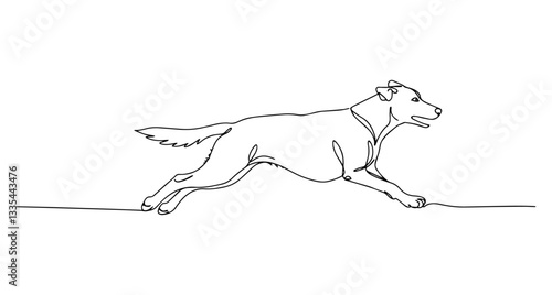 running dog vector monoline one line line art animal pet