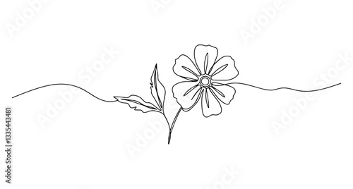 pansy flower vector monoline one line line art botanical nature