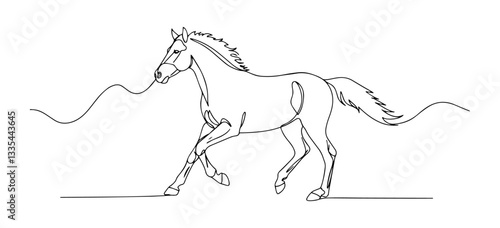 galloping horse vector monoline one line line art animal