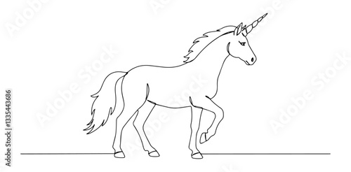 unicorn vector monoline one line line art fantasy