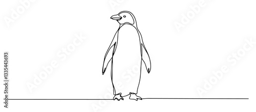 penguin vector monoline one line line art animal