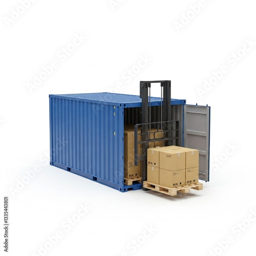 Wallpaper Mural Cargo container loading Isolated On white background 3d render Torontodigital.ca
