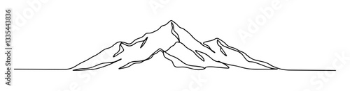 mountain range monoline vector illustration oneline line art