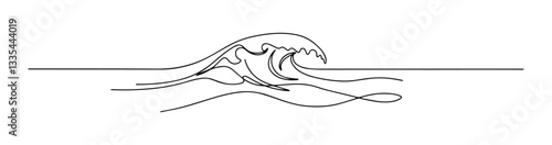 ocean wave continous one line vector drawing line art