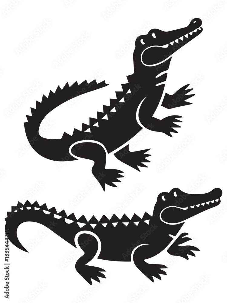 Fototapeta premium Alligator Icon Set Silhouettes Illustration