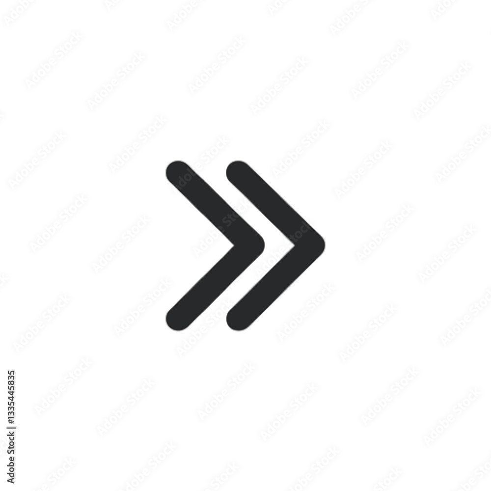 A minimalist design features two bold black arrows pointing to the right A minimalist design features two bold black arrows pointing to the right