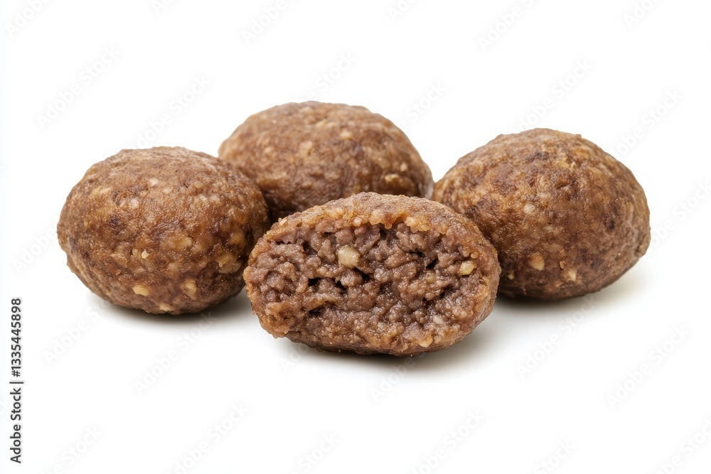White background with isolated kibbeh meatballs White background with isolated kibbeh meatballs
