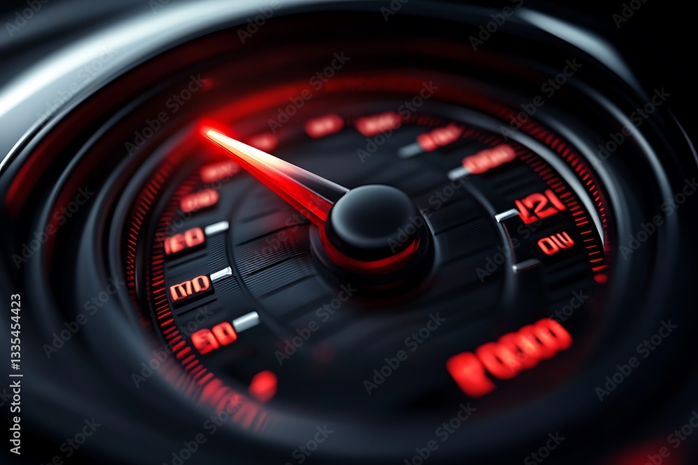 Close-up of a speedometer with a red glow, speed lights, ambient occlusion, Octane render, hyper-detailed, volumetric lighting, cinematic, sharp focus, hyper-realistic. Close-up of a speedometer with a red glow, speed lights, ambient occlusion, Octane render, hyper-detailed, volumetric lighting, cinematic, sharp focus, hyper-realistic.