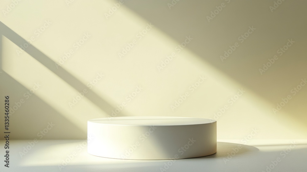 Display a White Product Podium in a Room with Shadow Light Display a White Product Podium in a Room with Shadow Light