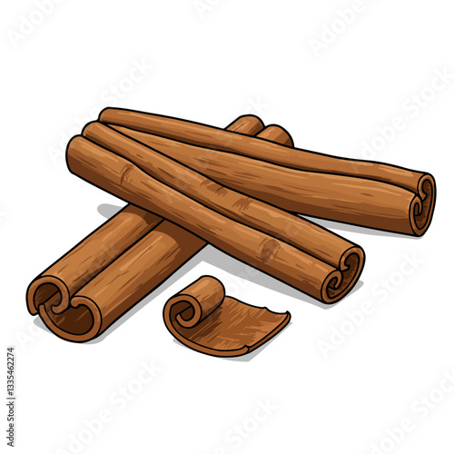 cinnamon sticks on white background