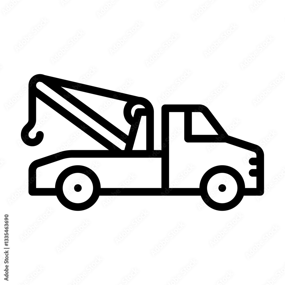 Tow Truck outline icon. Towing Truck line illustration Tow Truck outline icon. Towing Truck line illustration