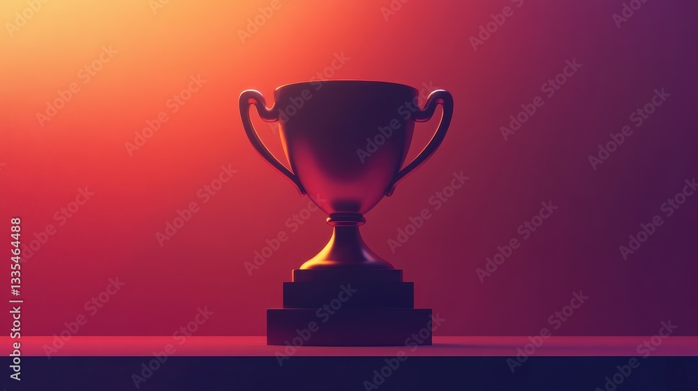 Majestic trophy on vibrant background illuminated by warm light symbolizing achievement Majestic trophy on vibrant background illuminated by warm light symbolizing achievement