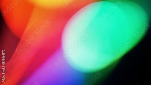 Vibrant abstract light refractions with rainbow lens flares on dark background, dynamic colorful streaks with dreamy effect