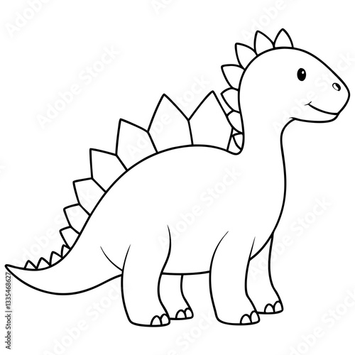 a cartoon illustration of a charming stegosaurus dinosaur with its distinctive plates and a friendly smile