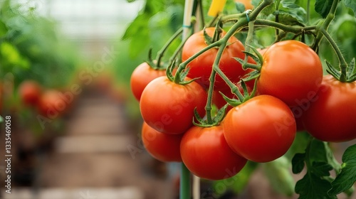 Wallpaper Mural A cluster of ripe red tomatoes growing on a green vine Torontodigital.ca