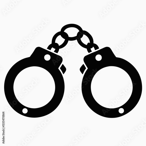 Handcuffs isolated on a white background showing metal chains and locks used for security and arrest
